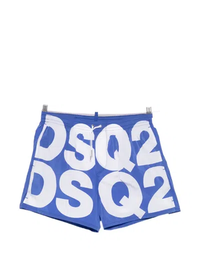 Dsquared2 Logo-print Drawstring Swim Shorts In Blue