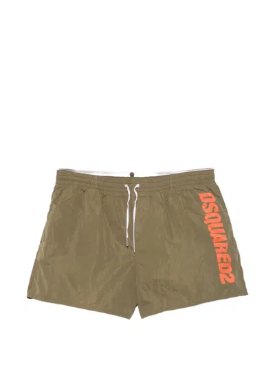 Dsquared2 Logo-print Drawstring Swim Shorts In Green