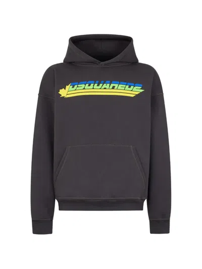 Dsquared2 Logo-print Dropped-shoulder Hoodie In Black