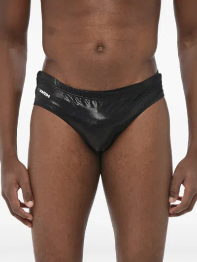 Dsquared2 Logo-print Elasticated Swim Briefs In Black