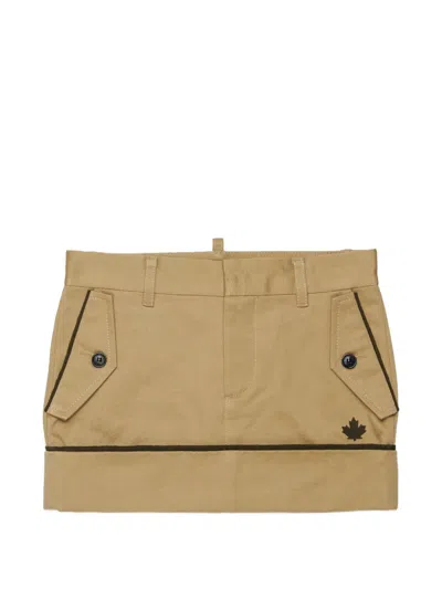 Dsquared2 Kids' 로고 프린트 플랩 포켓 스커트 In Brown