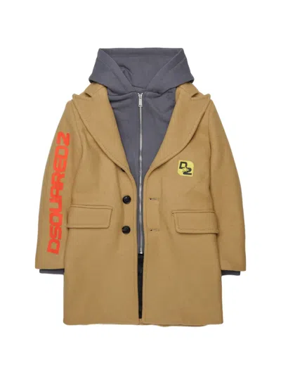 Dsquared2 Kids' Logo-print Hooded Coat In Orange