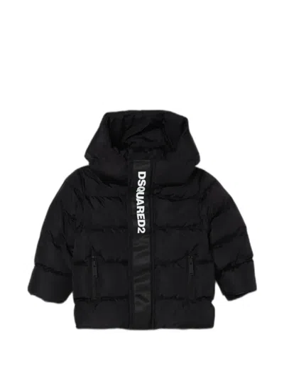 Dsquared2 Kids' Logo-print Hooded Puffer Jacket In Black