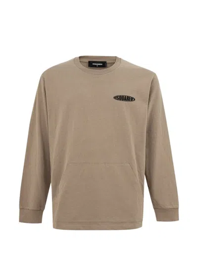DSQUARED2 LOGO-PRINT KANGAROO-POCKET T-SHIRT