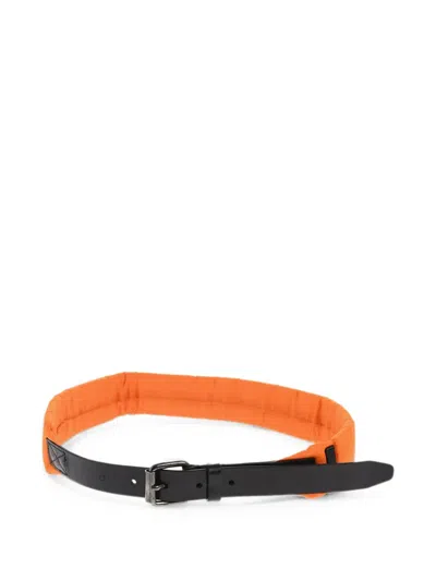 Dsquared2 Logo-print Leather-trim Belt In Orange
