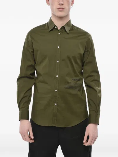 Dsquared2 Logo-print Long-sleeve Shirt In Green