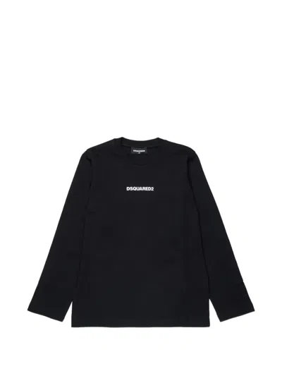 Dsquared2 Kids' Logo-print Long-sleeve T-shirt In Black