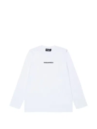 Dsquared2 Kids' Logo-print Long-sleeve T-shirt In White