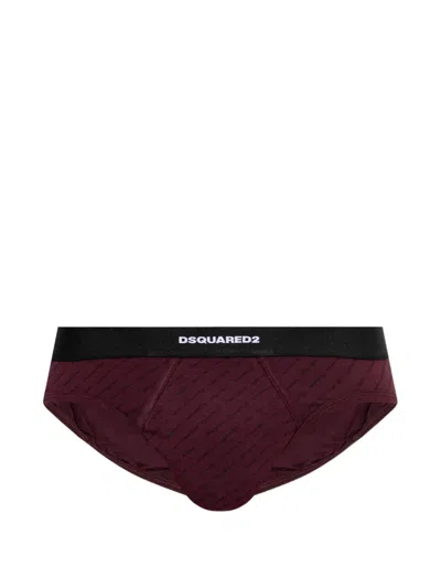 Dsquared2 Logo-print Monogram Briefs In Red