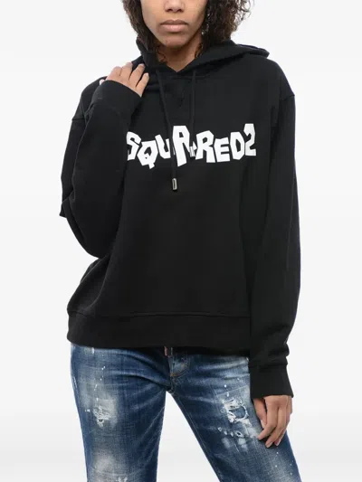 Dsquared2 Logo-print Oversized Hoodie In Black