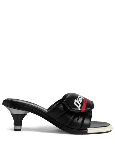 Dsquared2 Logo-print Padded Mules In Black