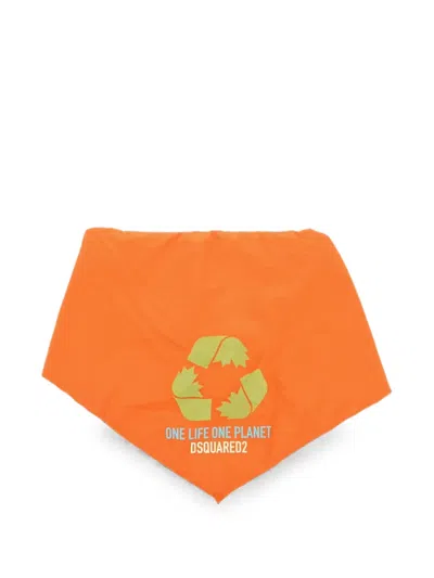 Dsquared2 Logo-print Padded Scarf In Orange