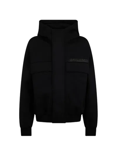 Dsquared2 Logo-print Panelled Hoodie In Black
