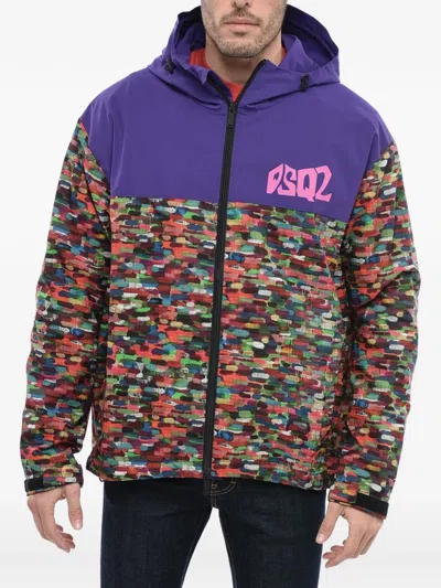 Dsquared2 Logo-print Panelled Jacket In Purple