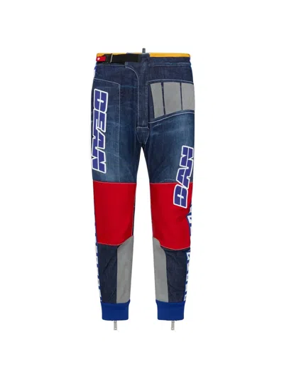 Dsquared2 Logo-print Panelled Jeans In Multi
