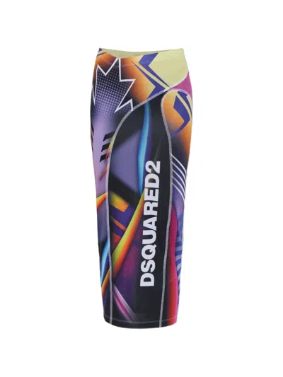 Dsquared2 Logo-print Panelled Skirt In Multi
