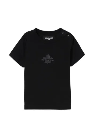 Dsquared2 Babies' Logo-print Press-stud T-shirt In Black