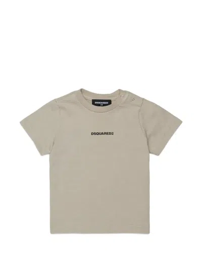 Dsquared2 Babies' Logo-print Press-stud T-shirt In Neutral