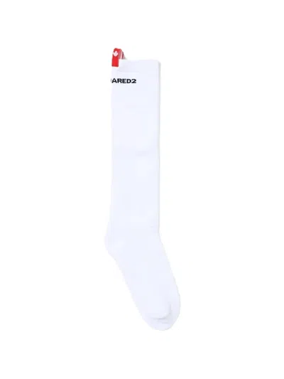 Dsquared2 Kids' Logo-print Pull-tab Socks In White