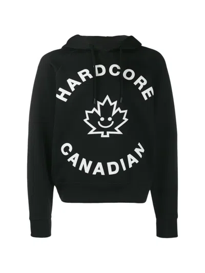 Dsquared2 Logo-print Raglan-sleeve Hoodie In Black