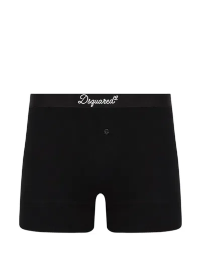 Dsquared2 Logo-print Ribbed Boxers In Black
