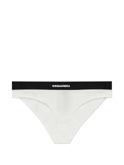 Dsquared2 Logo-print Ribbed Briefs In White