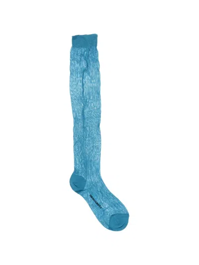 Dsquared2 Logo-print Ribbed Socks In Blue
