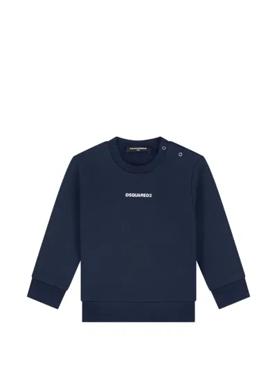 Dsquared2 Babies' Logo-print Shoulder-button Sweatshirt In Blue