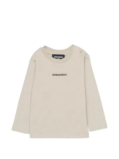 Dsquared2 Babies' Logo-print Shoulder-button T-shirt In Neutral