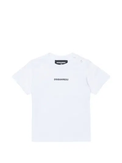 Dsquared2 Babies' Logo-print Shoulder-button T-shirt In White