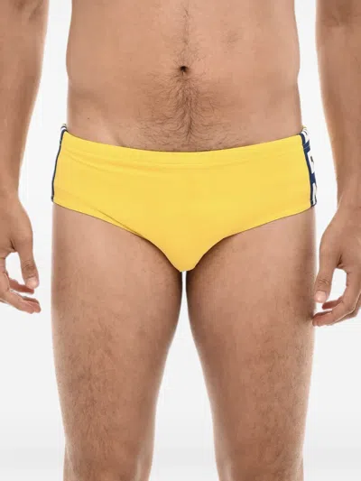 Dsquared2 Logo-print Side-stripe Swim Briefs In Yellow
