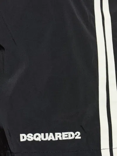 Dsquared2 Logo-print Side-stripe Swim Shorts In Black