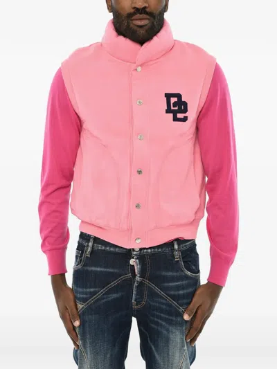 Dsquared2 Logo-print Snap-button Sweater In Pink