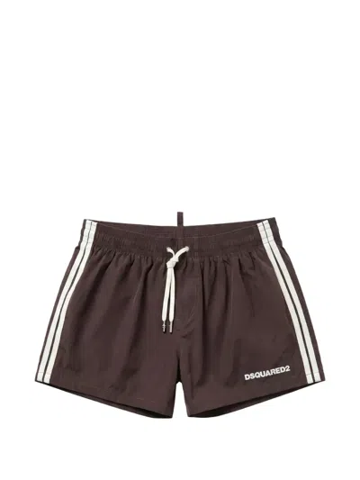Dsquared2 Logo-print Swim Shorts In Brown