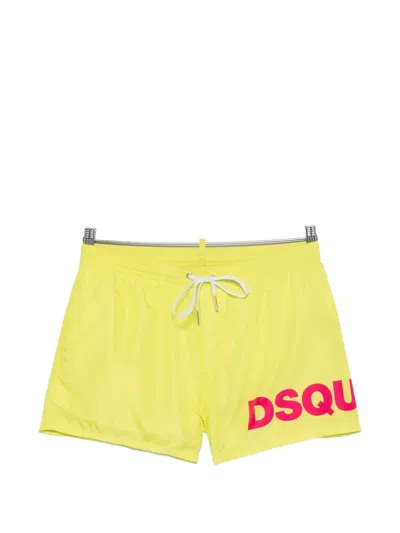Dsquared2 Logo-print Swim Shorts In Yellow
