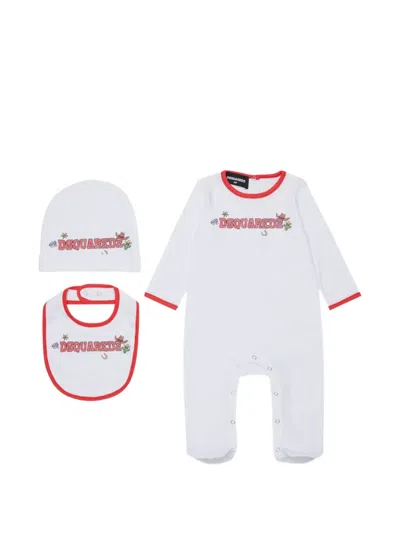 Dsquared2 Babies' Logo-print Three-piece Set In White