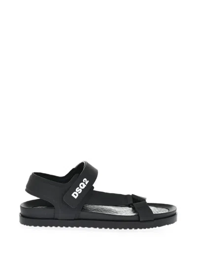 Dsquared2 Logo-print Touch-strap Sandals In Black