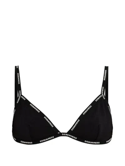 Dsquared2 Logo-print Triangle Bra In Black