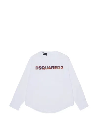 Dsquared2 Kids' 로고 프린트 티셔츠 In White