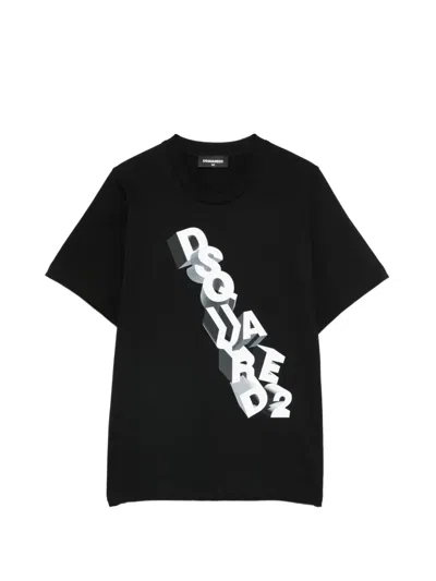 Dsquared2 Kids' Logo-print T-shirt In Black