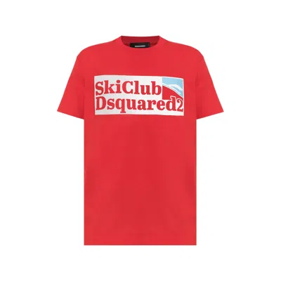 Dsquared2 Crew-neck Short-sleeve T-shirt In Red