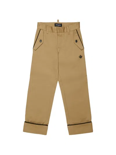 Dsquared2 Kids' 로고 프린트 턴업 팬츠 In Animal Print