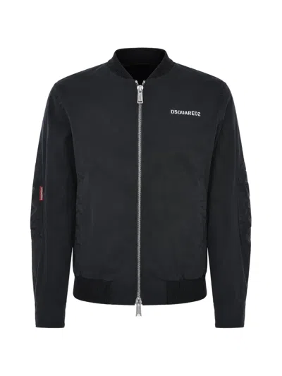 Dsquared2 Logo-print Zip-up Bomber Jacket In Multi