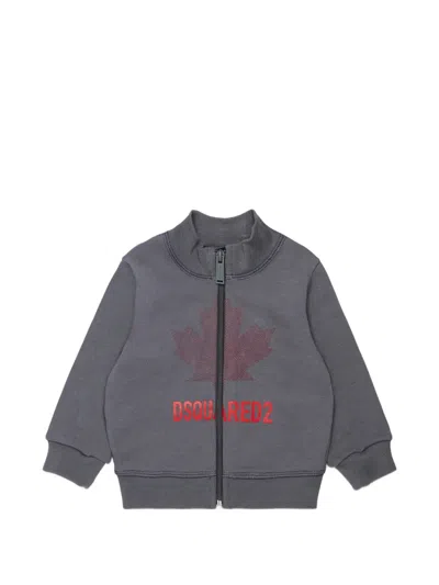 Dsquared2 Babies' Logo-print Zip-up Sweater In Gray