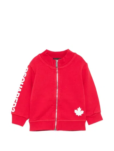 Dsquared2 Babies' Logo-print Zip-up Sweatshirt In Red
