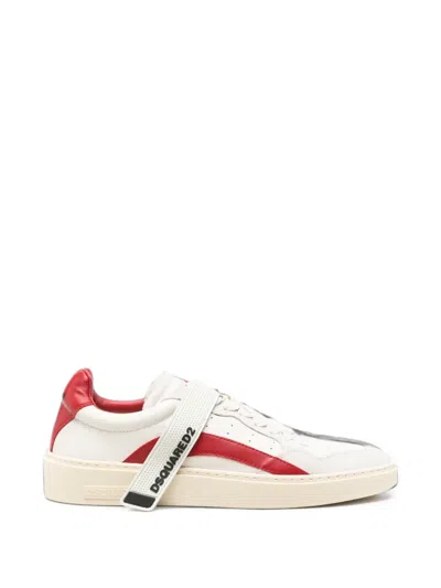 Dsquared2 Logo-strap Panelled Sneakers In White