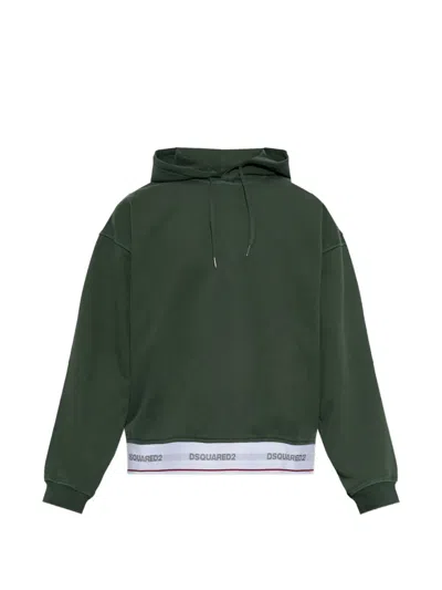 Dsquared2 Long-sleeved Hooded Sweatshirt In Green