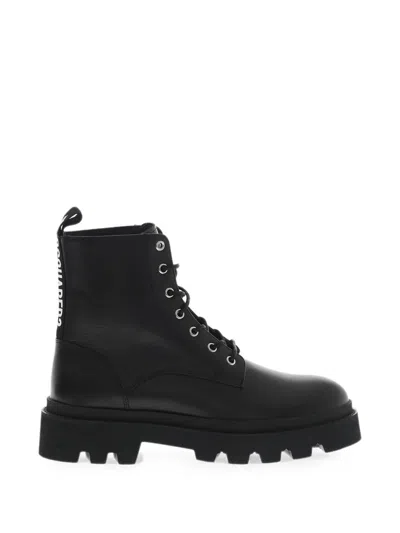 Dsquared2 Logo-tape Lace-up Boots In Black