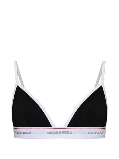 Dsquared2 Logo-tape Triangle Bra In Black