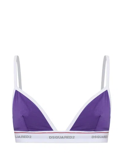 Dsquared2 Logo-tape Triangle Bra In Purple